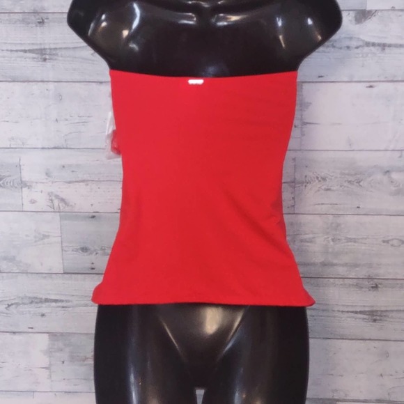 Anne Cole Twist Front Bandeau Tankini Swim Top XS Coral - Picture 6 of 10